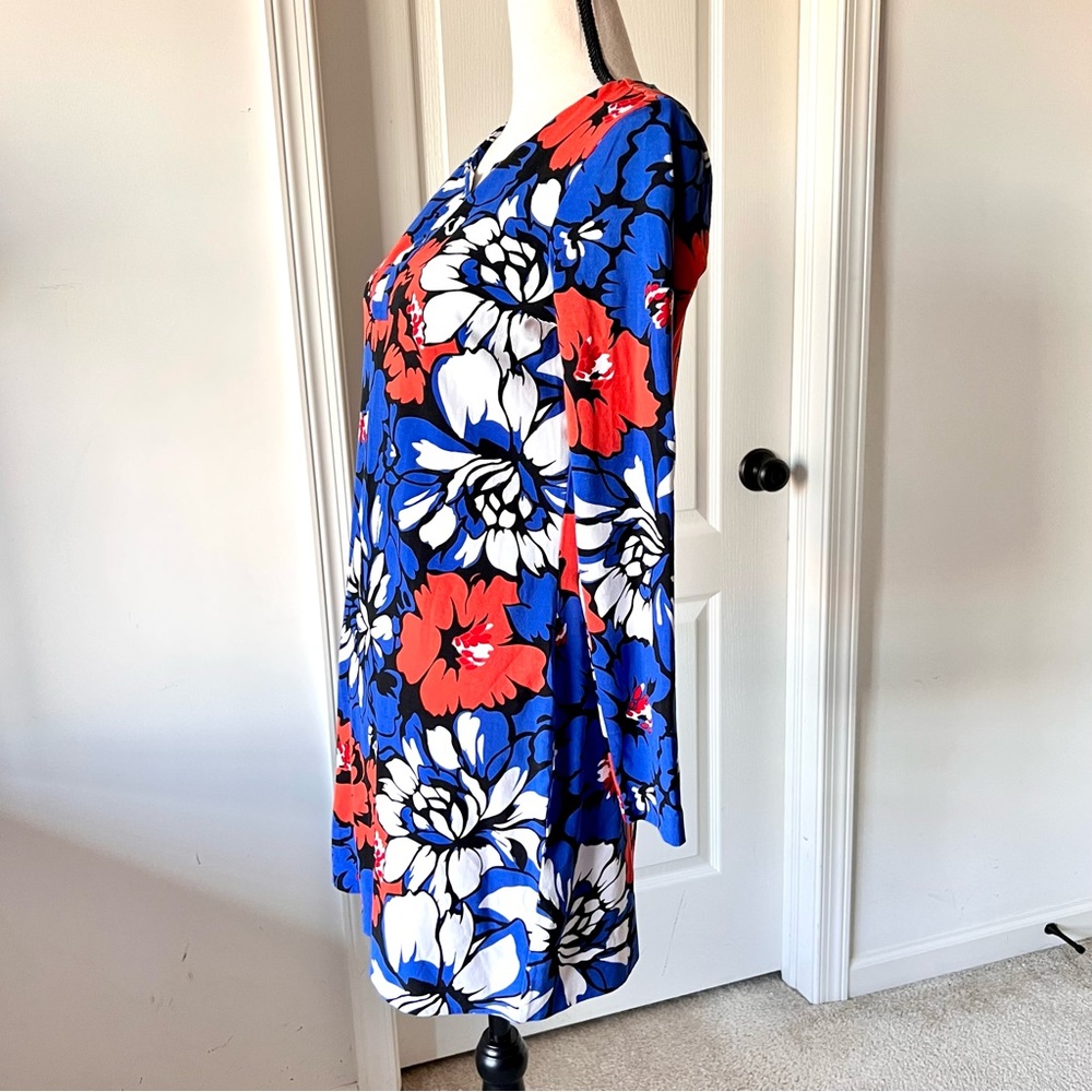 DIANE VON FURSTENBERG Reina Floral Cotton & Silk Tunic Shift Dress—SZ. 8 - Picture 5 of 15